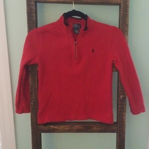Red sweatshirt zippered pullover